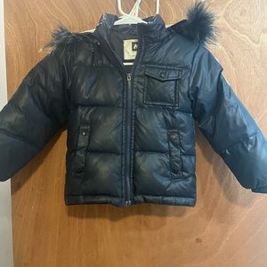Orangemom size 6 / 7 Blue Puffer Coat with fur